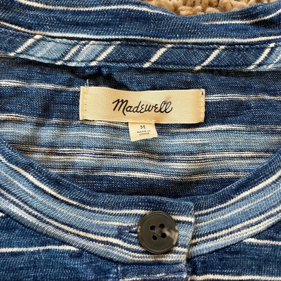 Madewell Roster Henley Tee in Indigo Stripe Size Medium - Picture 8 of 10